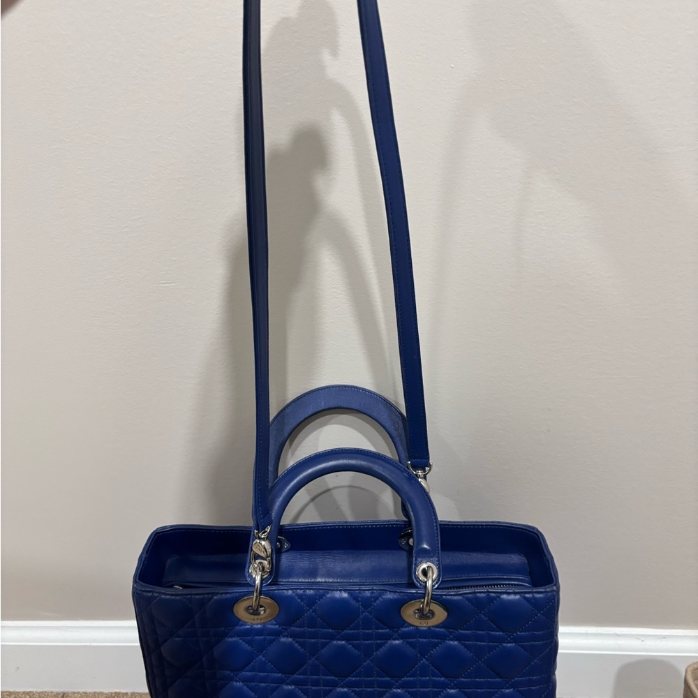LADY DIOR CANNAGE Blue Quilted Handbag/crossbody/shoulder Lambskin - Picture 13 of 13